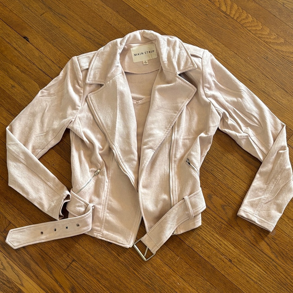 Main Strip Women's Light Pink Vegan Suede Jacket!